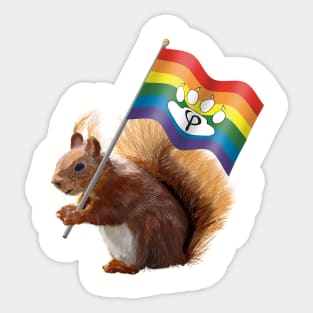 Red Squirrel with a Phi Paw Pride Flag Sticker